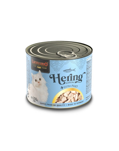 LEONARDO Hering extra filével nedves macskaeledel 200 g