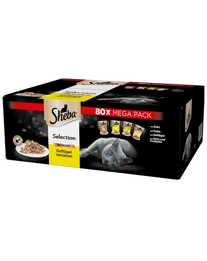 SHEBA Selection in Sauce Baromfi ízek gyűjteménye macskáknak 80x85g
