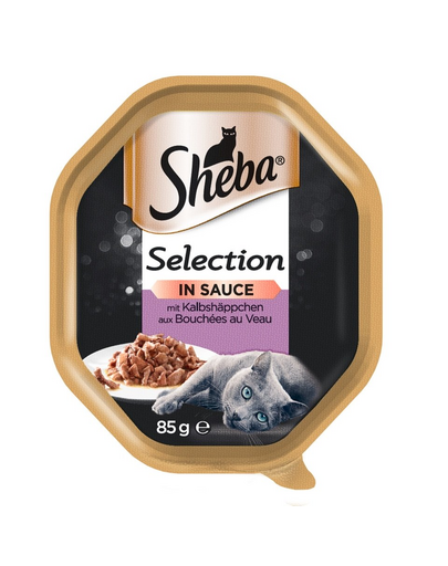 SHEBA Selection 85gx22 borjúhússal - nedves macskaeledel mártással