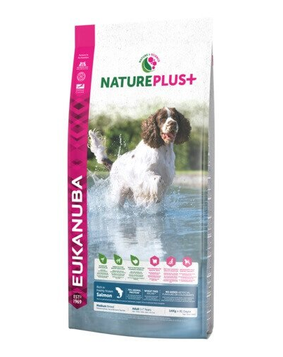 EUKANUBA Nature Plus+ Adult Medium Breed Rich in freshly frozen Salmon 14 kg