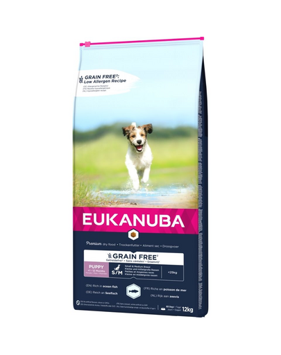 EUKANUBA Grain Free kölyökkutyatáp kis és közepes termetű fajtáknak 12 kg