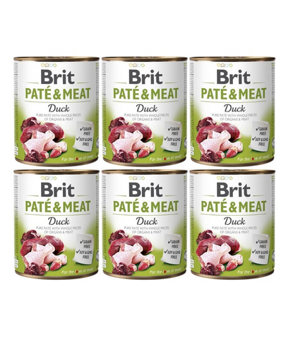 BRIT Pate&Meat Duck 6 x 800 g kacsapástétom kutyáknak