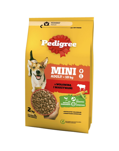 PEDIGREE Adult Mini 2 kg marhahússal és zöldségekkel teljes értékű szárazeledel felnőtt, kistestű kutyafajták számára
