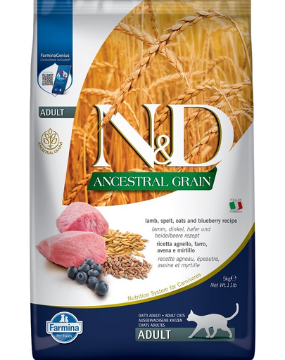 FARMINA N&D Low Grain Lamb & Blueberry Adult Cat 5 kg