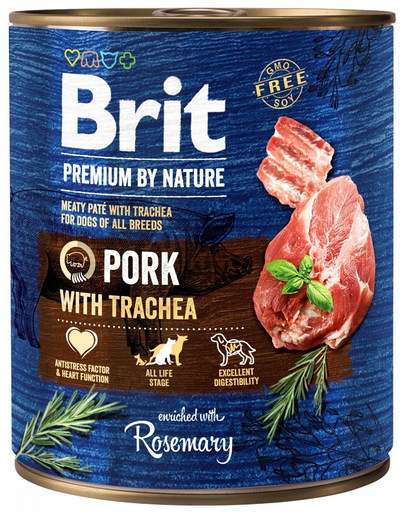BRIT Premium by Nature 800 g sertéshús és nyelőcső természetes kutyaeledel