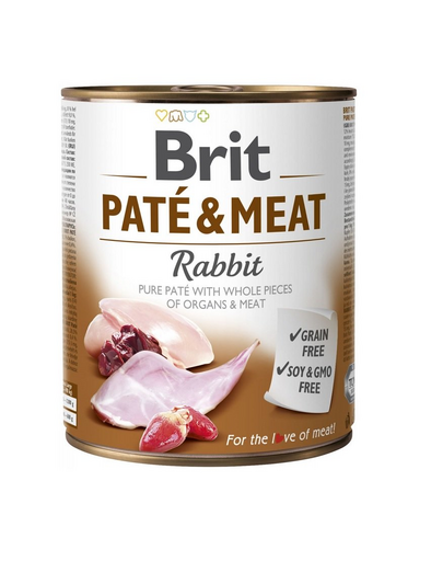 BRIT Pate&Meat rabbit 800 g nyúlpástétom kutyáknak