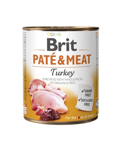 BRIT Pate&Meat turkey 800 g pulykapástétom kutyák számára
