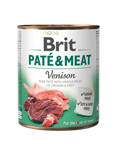 BRIT Pate&Meat venison 800 g pástétom szarvashússal kutyáknak