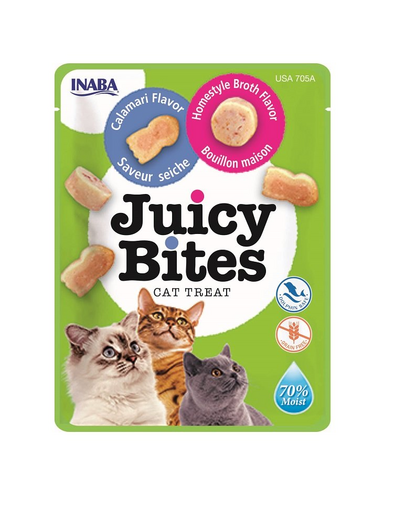 INABA Juicy Bites nedves finomságok házi húsleves és tintahal macskáknak 33,9 g (3x11,3 g)