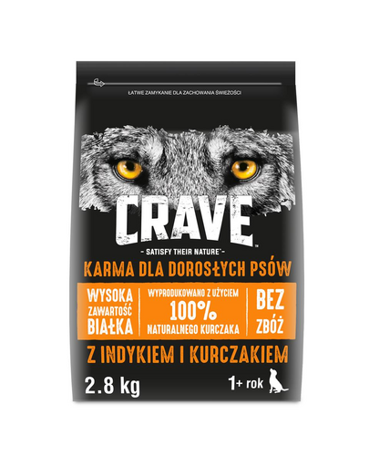 CRAVE szárazeledel 3 x 2,8kg pulykával és csirkével (gabonamentes teljes értékű eledel felnőtt kutyáknak)