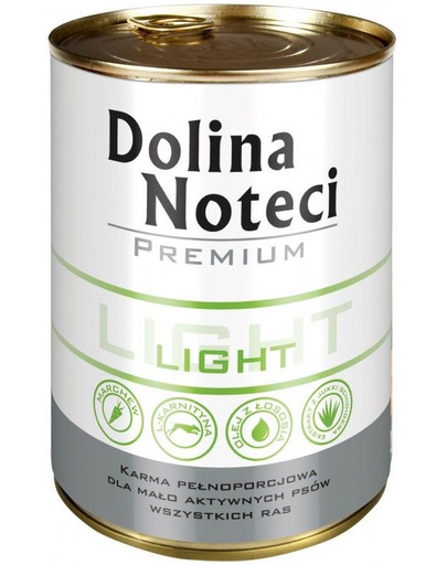 DOLINA NOTECI Premium Light Kevés aktivitású kutyáknak szánt eledel 24x400 g