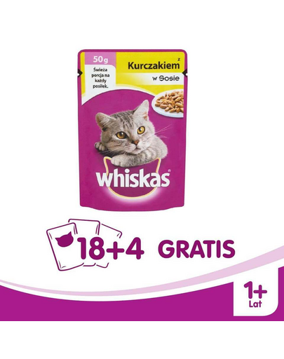 WHISKAS Mini csirkével 50 g x 18 + 4 ajándék!