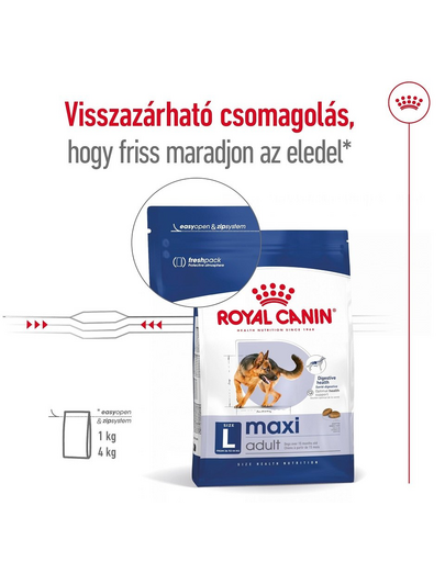 ROYAL CANIN Maxi Adult 4kg száraztáp felnőtt kutyáknak, 5 éves korig, nagytestű fajták