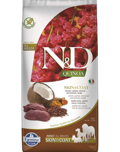 N&D Dog Quinoa Skin & Coat Venison 7 kg