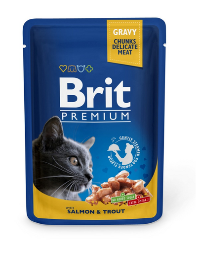 BRIT Premium Cat Adult lazac és pisztráng macska tasak 24 x 100g