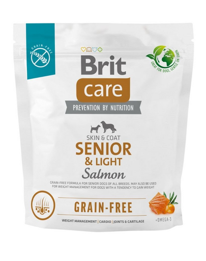 BRIT Care Grain-free Senior&Light szárazeledel lazaccal 1 kg