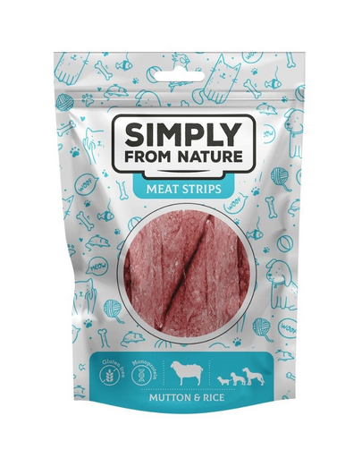 SIMPLY FROM NATURE Meat Strips Húscsíkok birkahússal és rizzsel kutyáknak 80 g