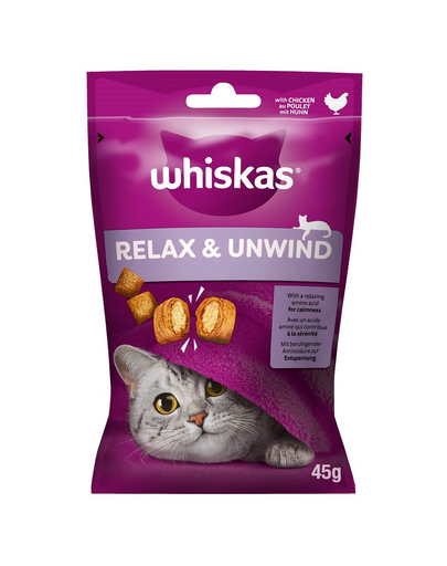 WHISKAS Relax and Unwind 45 g csirkés jutalomfalat macskáknak
