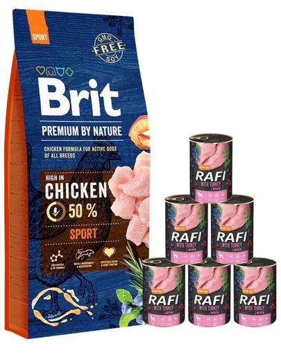 BRIT Premium By Nature Sport 15 kg + nedves eledel pulykával 6x400 g