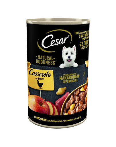 CESAR 24x400g-os szaftos doboz csirkével, sárgarépával, teljes kiőrlésű tésztával és almával körítve