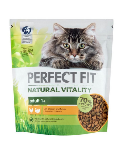 PERFECT FIT Natural Vitality 1+ Csirkével és pulykával 6x650 g - szárazeledel felnőtt macskáknak