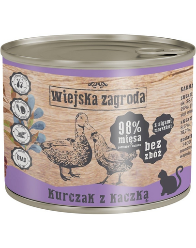 WIEJSKA ZAGRODA Adult Csirke és kacsa 200 g-os konzerv macskáknak