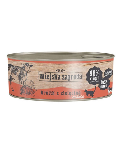 WIEJSKA ZAGRODA Kitten Nyúl és borjúhús 85 g-os konzerv cicáknak
