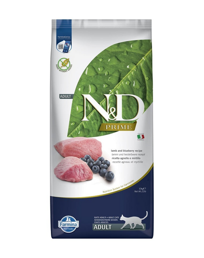 FARMINA N&D Prime Lamb & Bluberry Cat felnőtt macskaeledel 10 kg