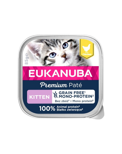 EUKANUBA Grain Free Kitten Monoprotein pástétom cicáknak Csirke 85 g