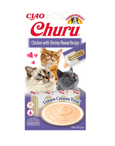 INABA Churu Cat krémes csirke és garnélarák macskaeledel 56 g