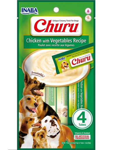 INABA Churu Chicken with vegetables 4x14g csirke zöldségekkel kutyáknak