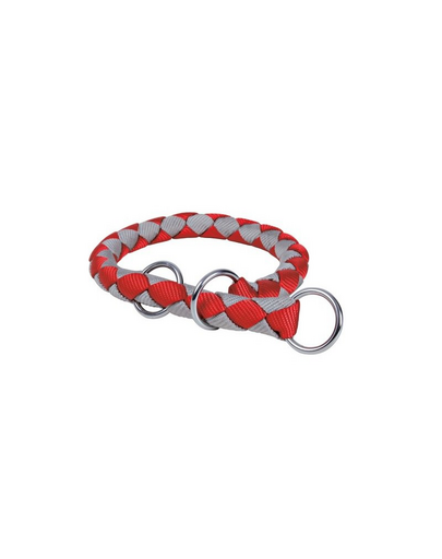 TRIXIE  Szalagos fojtó nyakörv "Cavo" 39 - 45 cm -  12 mm piros - ezüst