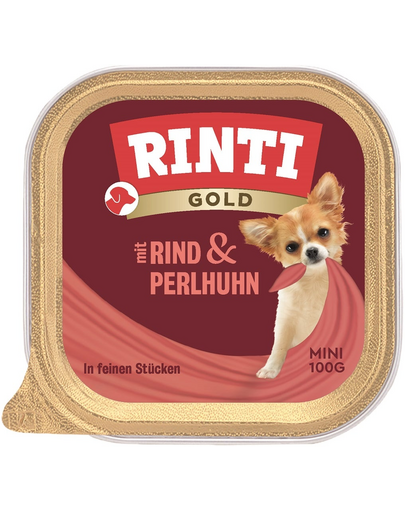 RINTI Gold Beef&Guinea fowl Mini tálca marhahús és gyöngytyúk 100 g