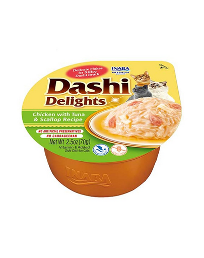 INABA Cat Dashi Delights Csirke, tonhal és fésűkagyló 70 g