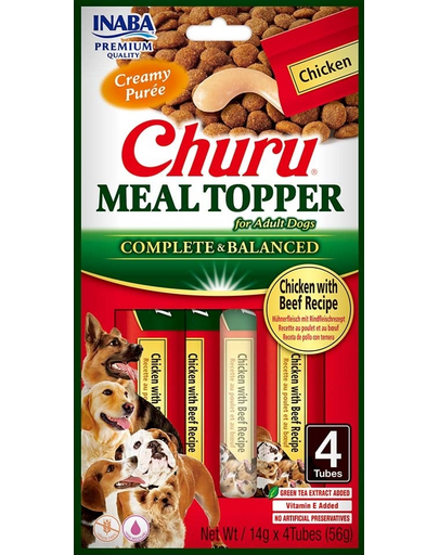 INABA Dog Meal Topper Chicken Beef 4x14 g krémes csirke és marhahús kutyatáp kiegészítő