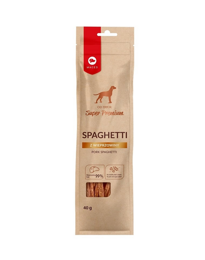 MACED Super Premium Spagetti sertéshúsos kutyakajával 40 g