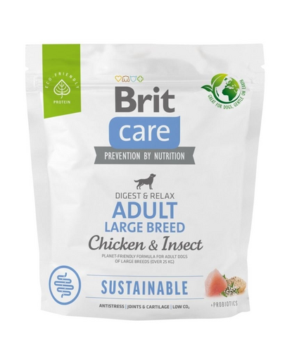 BRIT CARE Sustainable Adult Large breed chicken insekt felnőtt nagytestű kutyáknak csirkével és rovarokkal 1kg