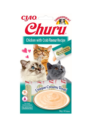 INABA Churu Cat krémes csirke és rák macskaeledel 56 g