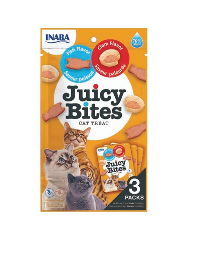 INABA Juicy Bites nedves hal- és kagylócsemege macskáknak 33,9 g (3x11,3 g)