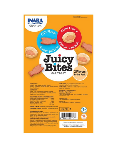 INABA Juicy Bites nedves hal- és kagylócsemege macskáknak 33,9 g (3x11,3 g)