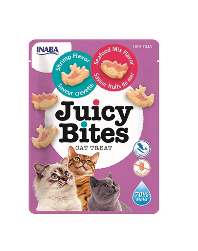 INABA Juicy Bites nedves garnélarák és tengeri herkentyűk macskáknak 33,9 g (3x11,3 g)