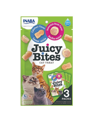 INABA Juicy Bites nedves finomságok házi húsleves és tintahal macskáknak 33,9 g (3x11,3 g)