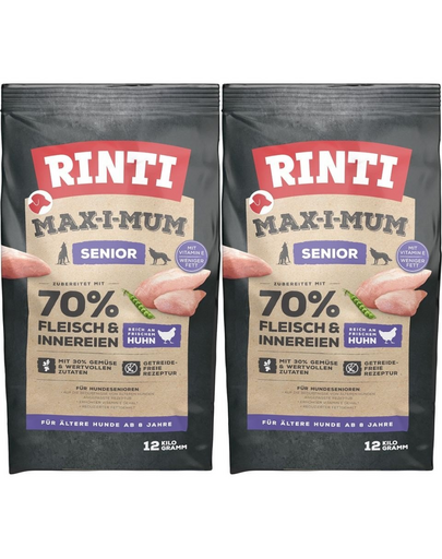RINTI MAX-I-MUM Senior Chicken csirkével idősebb kutyáknak 2 x 12 kg