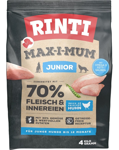 RINTI MAX-I-MUM Junior Chicken csirkével kölyökkutyáknak 4 kg