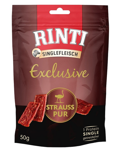 RINTI Singlefleisch Exclusive Snack Ostrich Strucc jutalomfalat kutyáknak 50 g