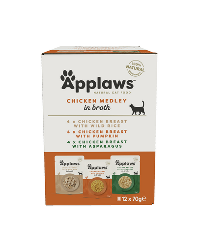 APPLAWS Cat Pouch 12 x 70 g nedves macskatáp csirkével és sütőtökkel