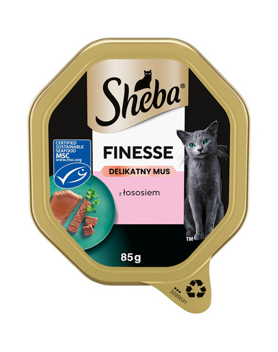 SHEBA Finesse 85 g teljes értékű nedves eledel felnőtt macskáknak, lazacpürével