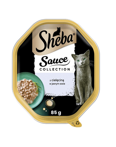 SHEBA Sauce Collection 85 g nedves teljes értékű eledel felnőtt macskáknak, borjúhússal, mártásban, felvágva