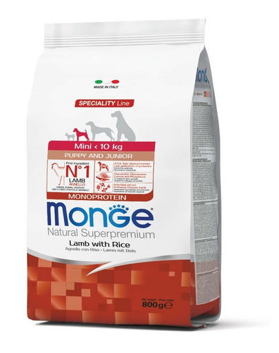 MONGE Mini Puppy Bárányhús rizzsel és burgonyával 800 g