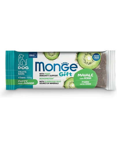 MONGE Gift Fruits Bars Puppy and Junior Wieprzowina z kiwi 100 g